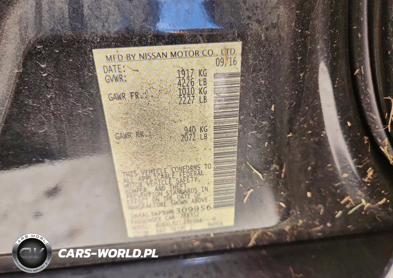 2017 Nissan Altima 2.5 S VIN:1N4AL3APXHN309956 - 12