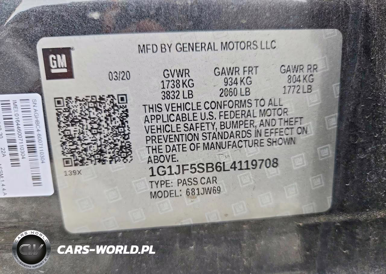 2020 Chevrolet Sonic Premier VIN:1G1JF5SB6L4119708 - 12