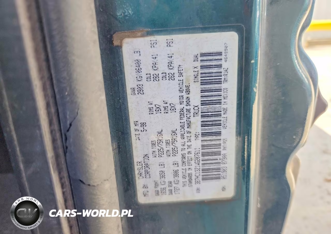 1998 Dodge Ram 1500 VIN:3B7HC13Z1WG207611 - 12