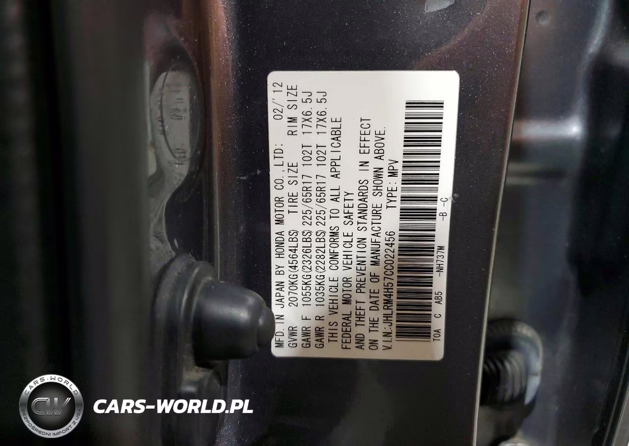 2012 Honda Cr-V Ex VIN:JHLRM4H57CC022456 - 14