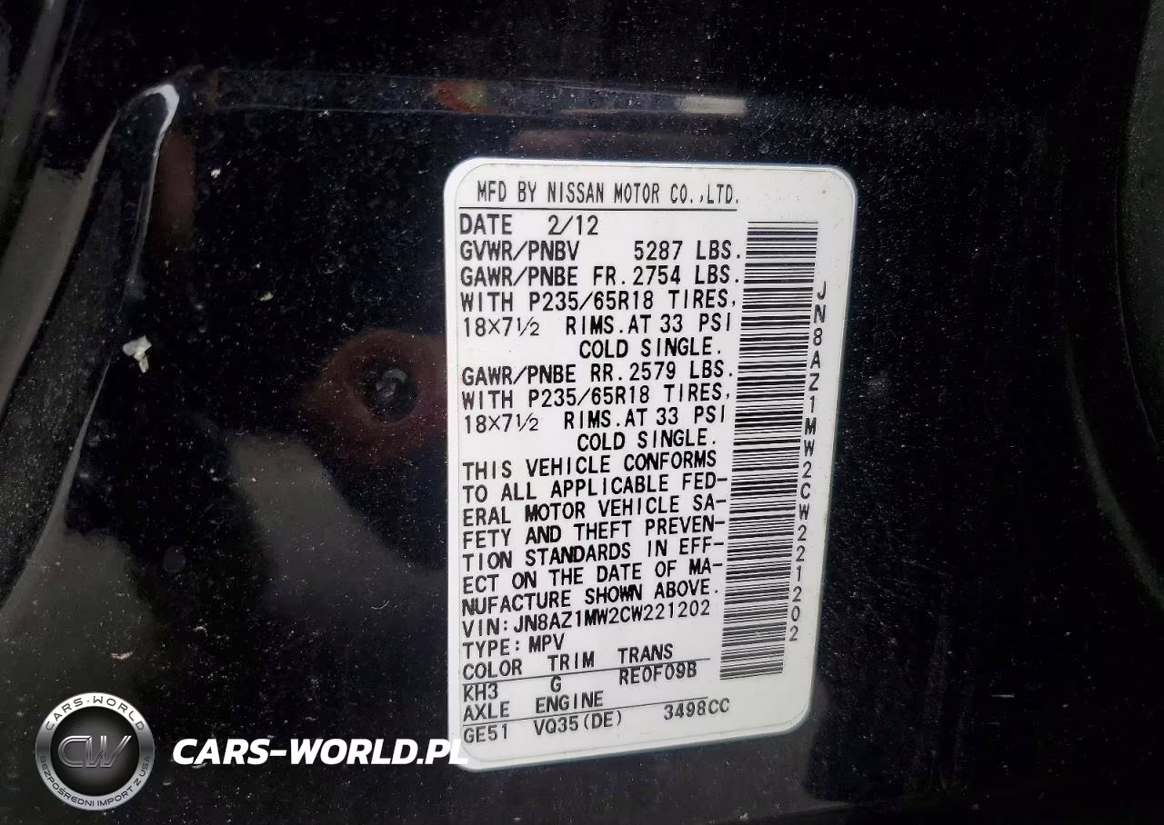 2012 Nissan Murano S VIN:JN8AZ1MW2CW221202 - 13