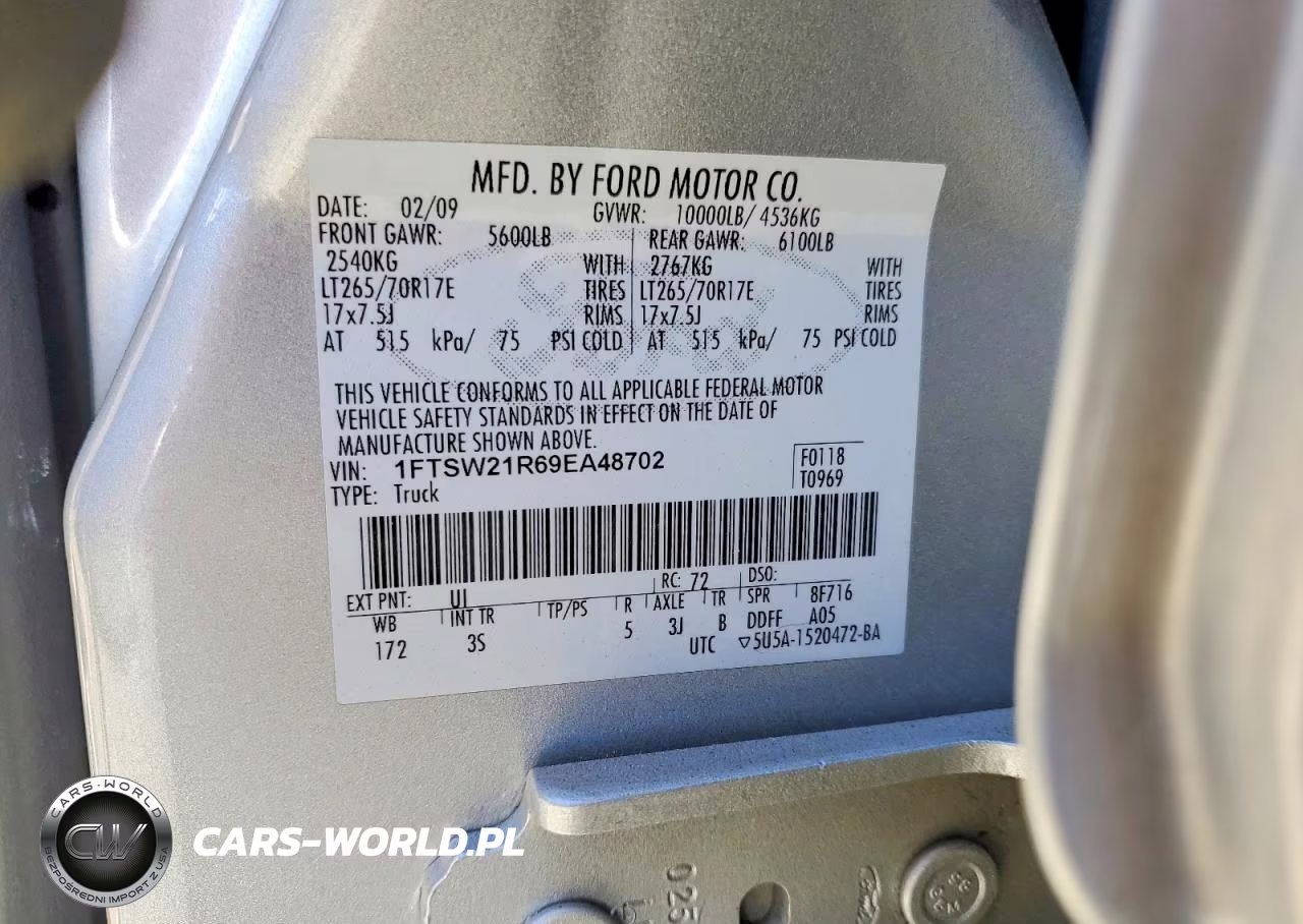 2009 Ford F250 Super Duty VIN:1FTSW21R69EA48702 - 12