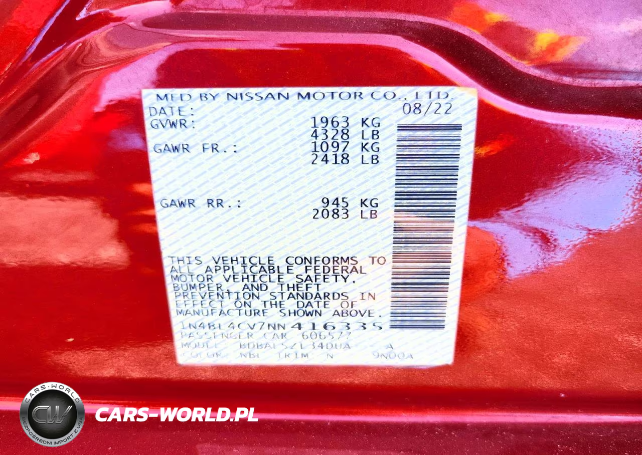 2022 Nissan Altima Sr VIN:1N4BL4CV7NN416335 - 12