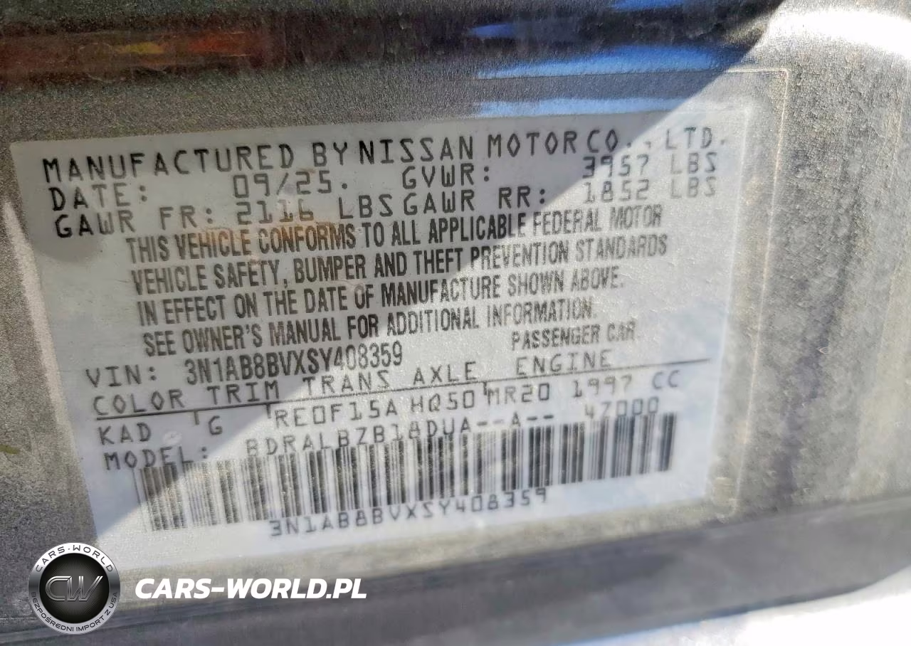 2025 Nissan Sentra S VIN:3N1AB8BVXSY408359 - 13