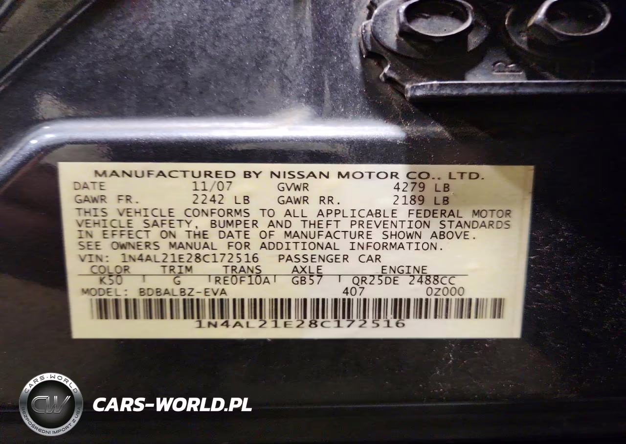 2008 Nissan Altima 2.5 VIN:1N4AL21E28C172516 - 12