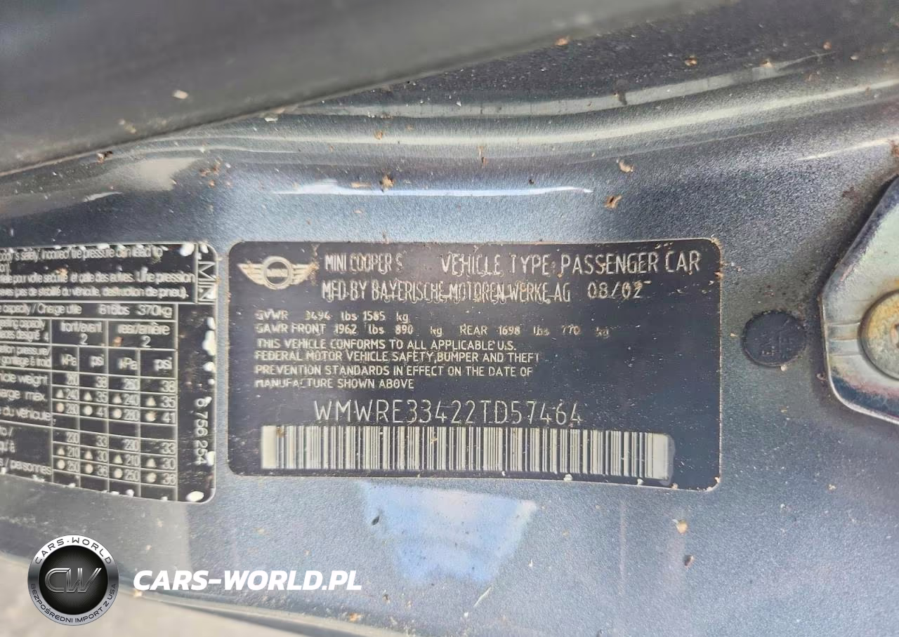 2002 Mini Cooper S VIN:WMWRE33422TD57464 - 12