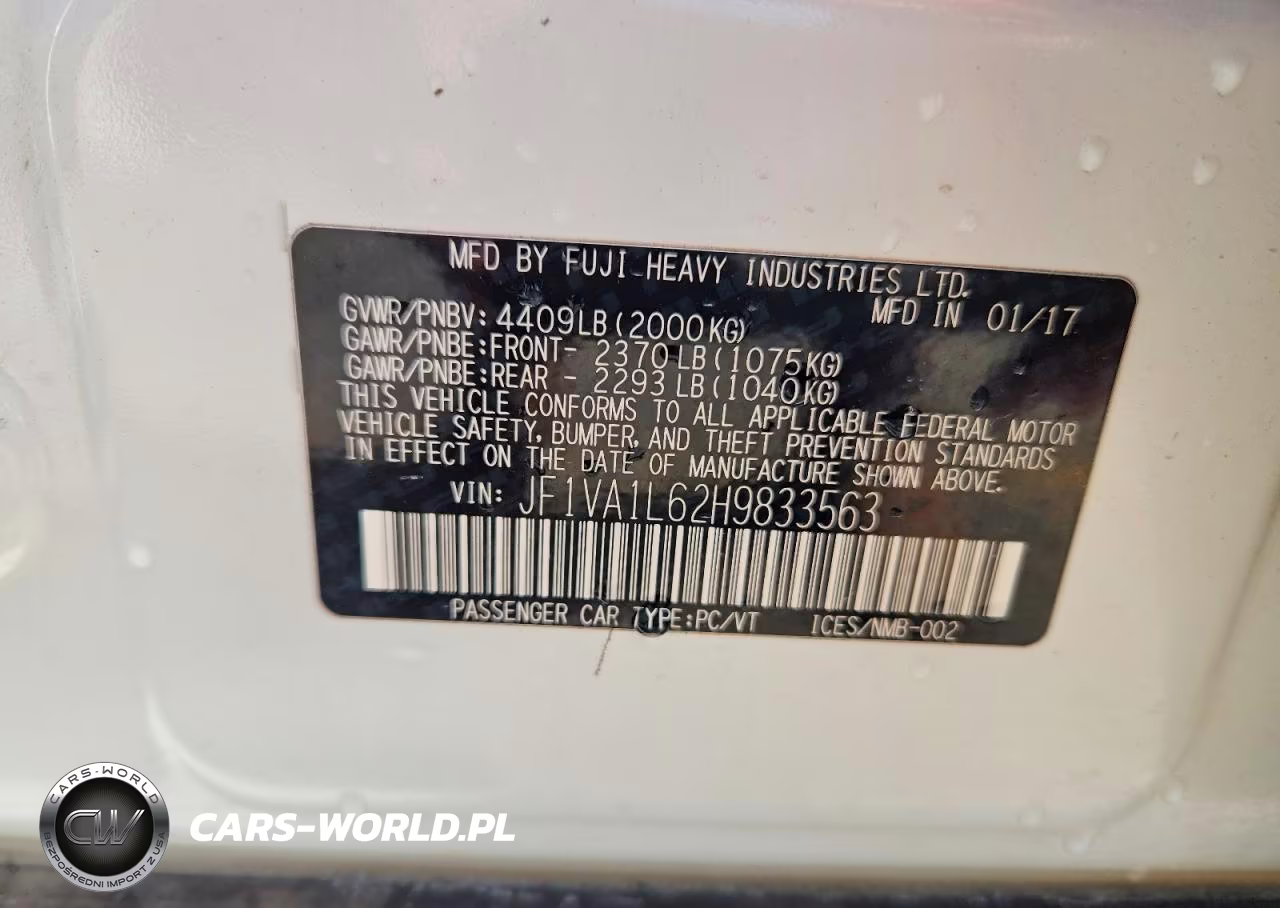 2017 Subaru Wrx Limited VIN:JF1VA1L62H9833563 - 12