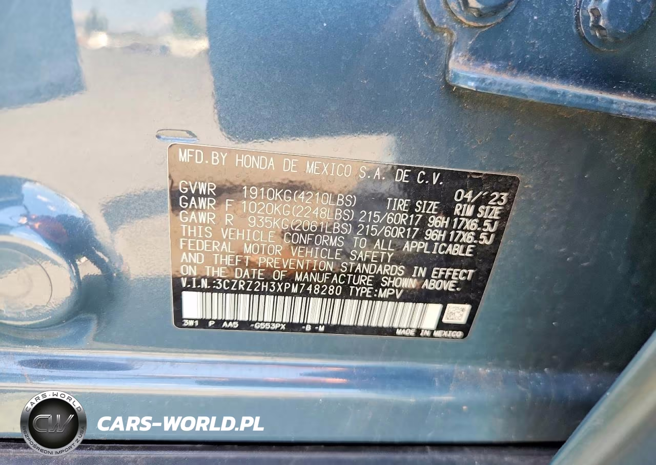 2023 Honda Hr-V Lx VIN:3CZRZ2H3XPM748280 - 13