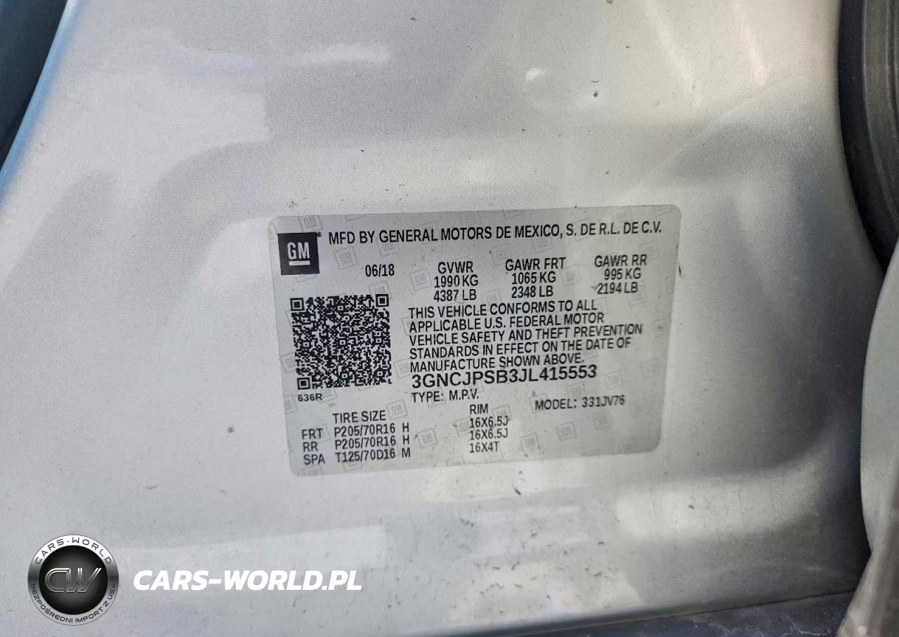 2018 Chevrolet Trax 1Lt VIN:3GNCJPSB3JL415553 - 13