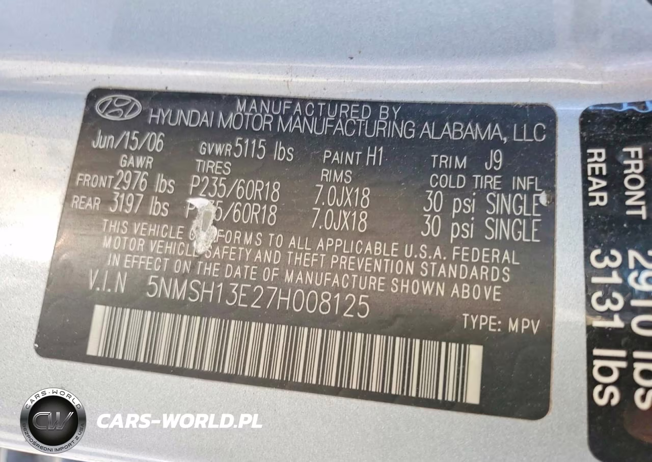 2007 Hyundai Santa Fe Se VIN:5NMSH13E27H008125 - 13