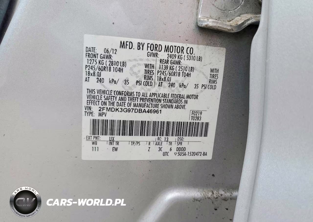 2013 Ford Edge Se VIN:2FMDK3G97DBA46961 - 13