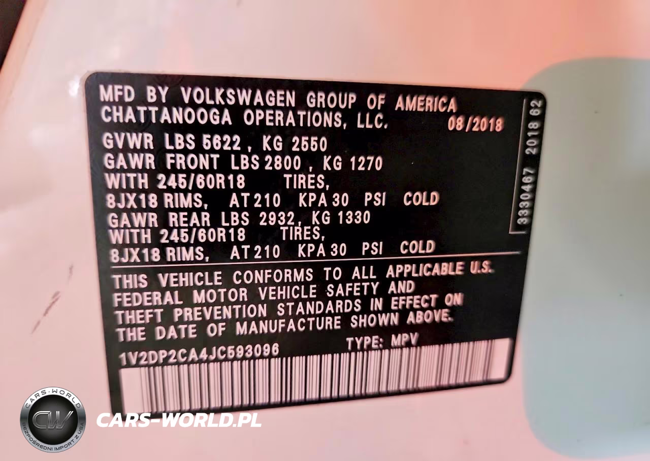 2018 Volkswagen Atlas Se VIN:1V2DP2CA4JC593096 - 13
