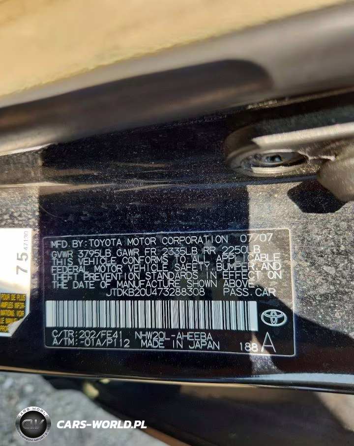 2007 Toyota Prius Base VIN:JTDKB20U473288308 - 12