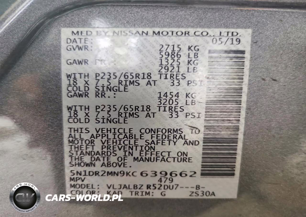 2019 Nissan Pathfinder S VIN:5N1DR2MN9KC639662 - 13