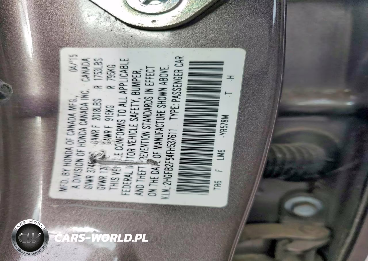 2015 Honda Civic Lx VIN:2HGFB2F54FH537611 - 12