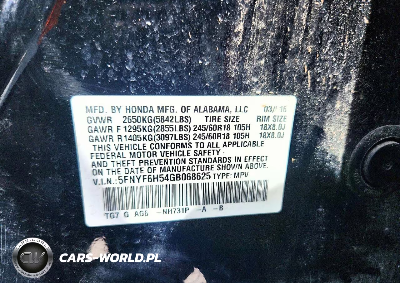 2016 Honda Pilot Exl VIN:5FNYF6H54GB068625 - 13