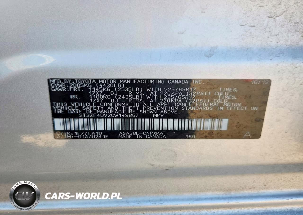 2012 Toyota Rav4 Base VIN:2T3ZF4DV2CW149867 - 14