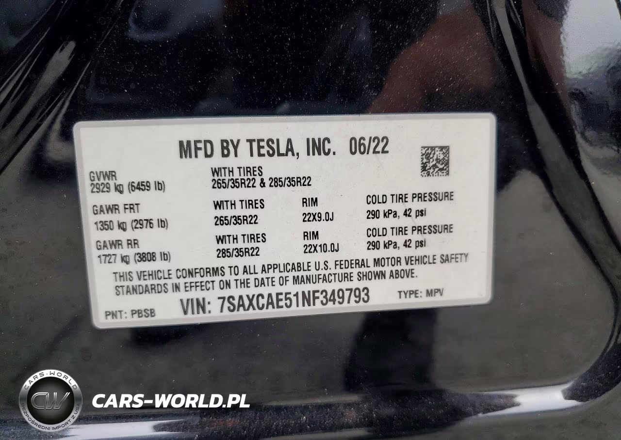 2022 Tesla Model X VIN:7SAXCAE51NF349793 - 13