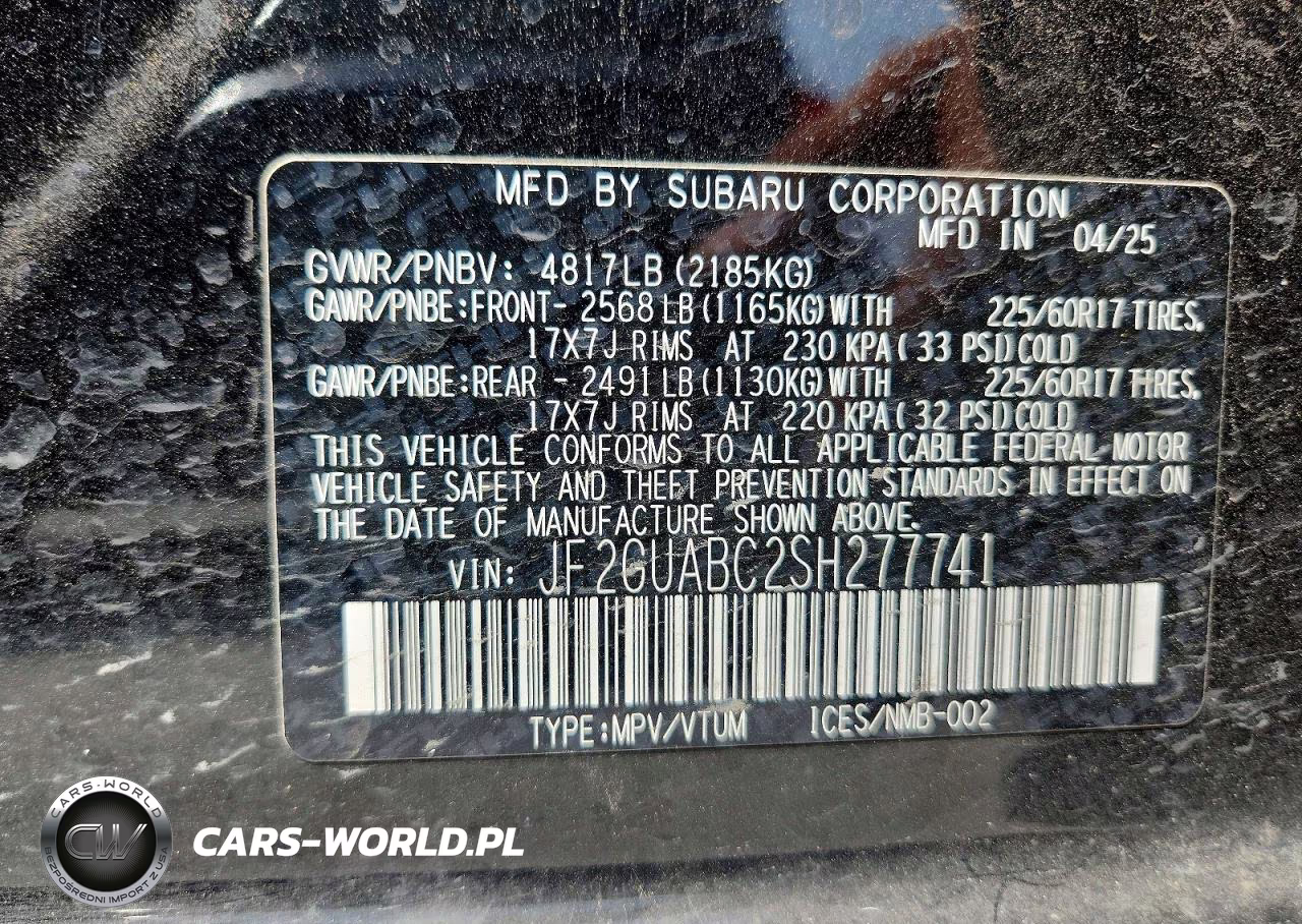 2025 Subaru Crosstrek VIN:JF2GUABC2SH277741 - 14
