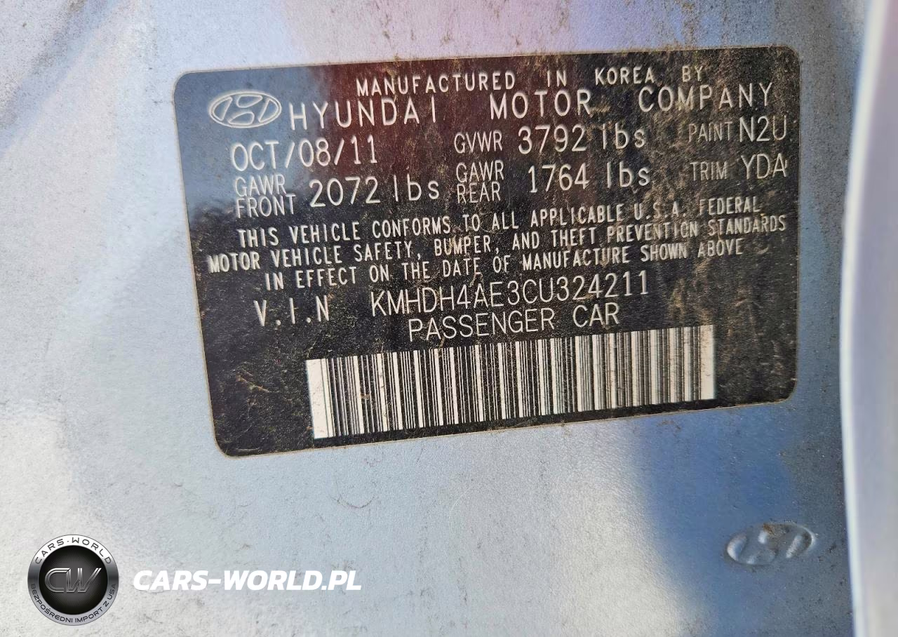 2012 Hyundai Elantra Limited VIN:KMHDH4AE3CU324211 - 12