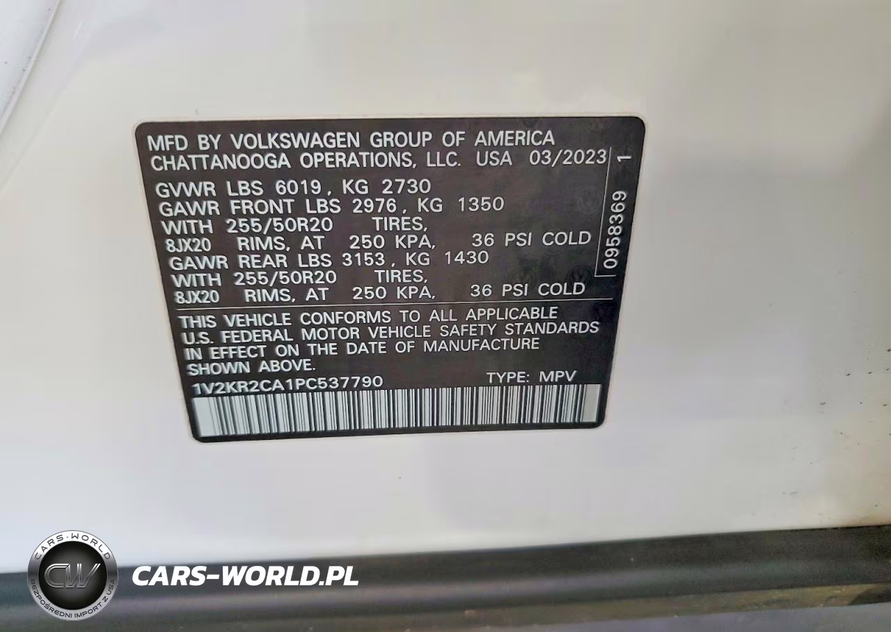 2023 Volkswagen Atlas Se VIN:1V2KR2CA1PC537790 - 13