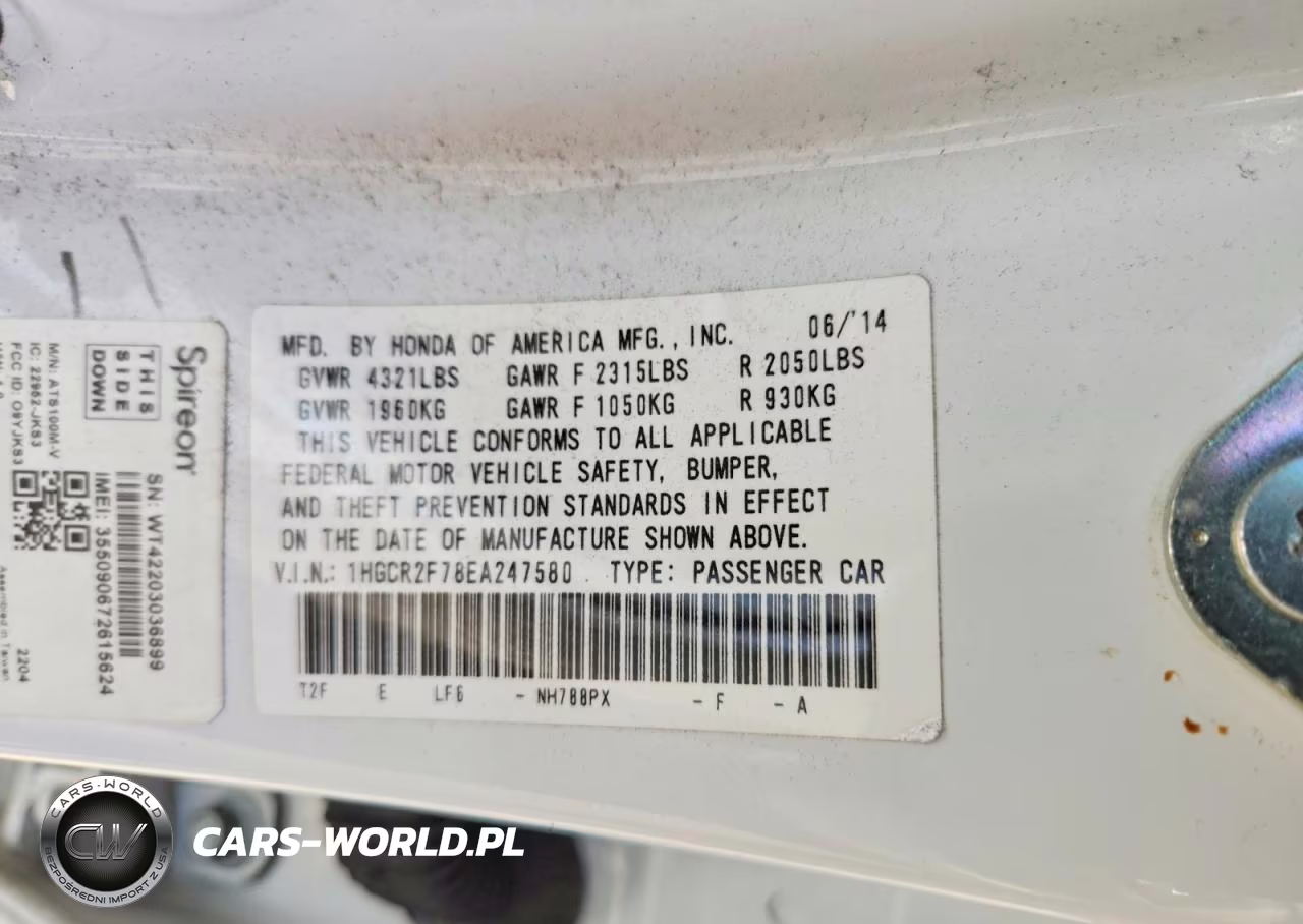 2014 Honda Accord Ex VIN:1HGCR2F78EA247580 - 12