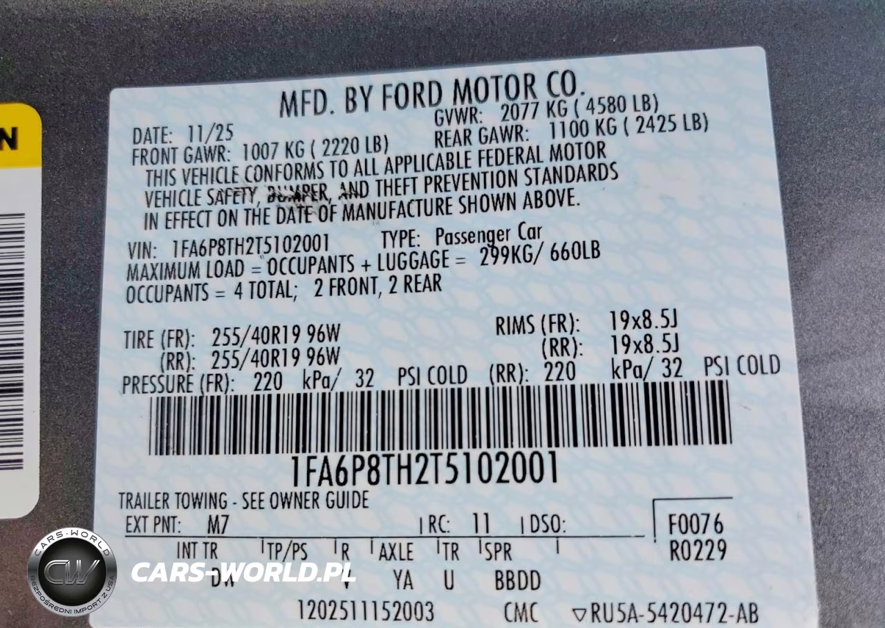 2026 Ford Mustang VIN:1FA6P8TH2T5102001 - 13