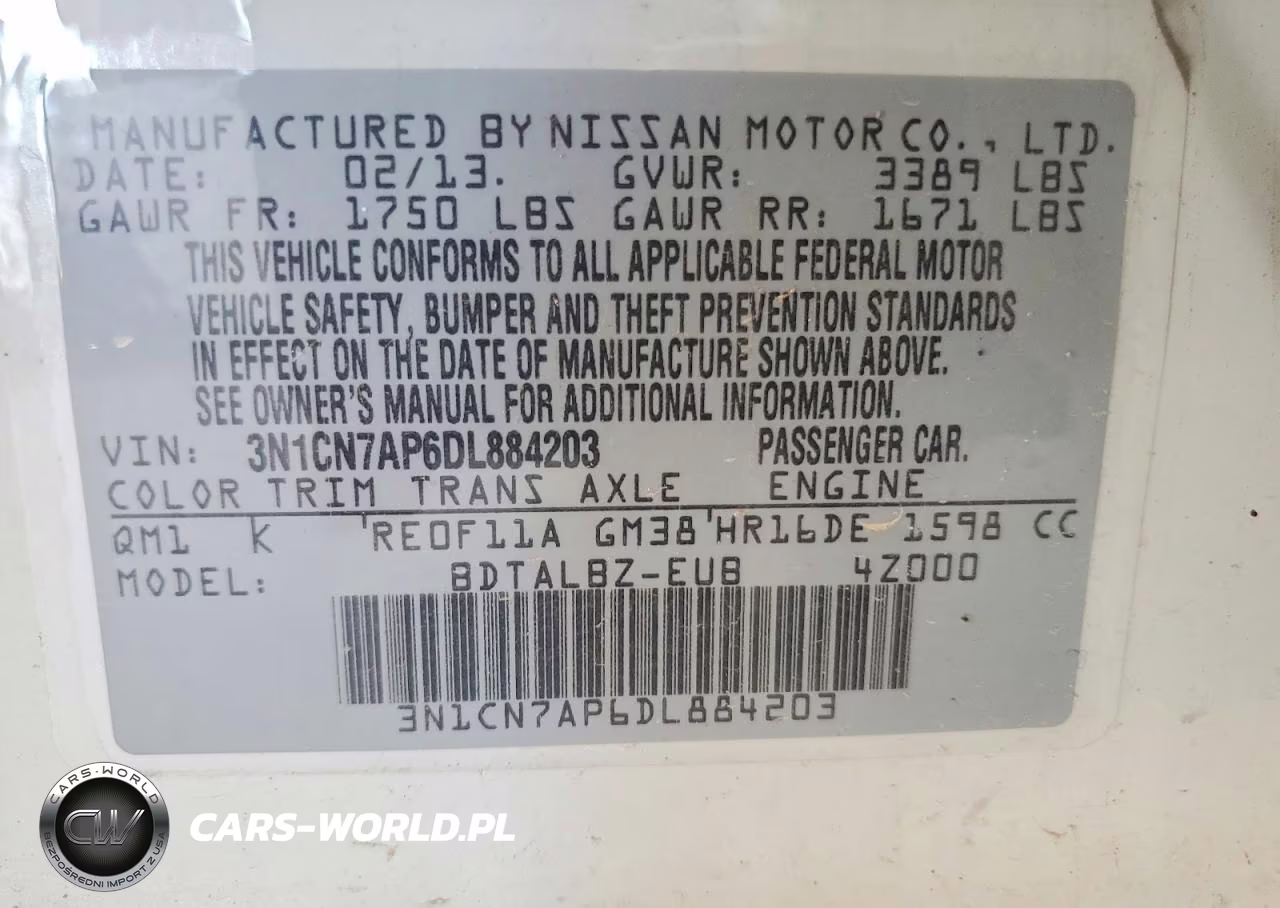 2013 Nissan Versa 1.6 S VIN:3N1CN7AP6DL884203 - 12