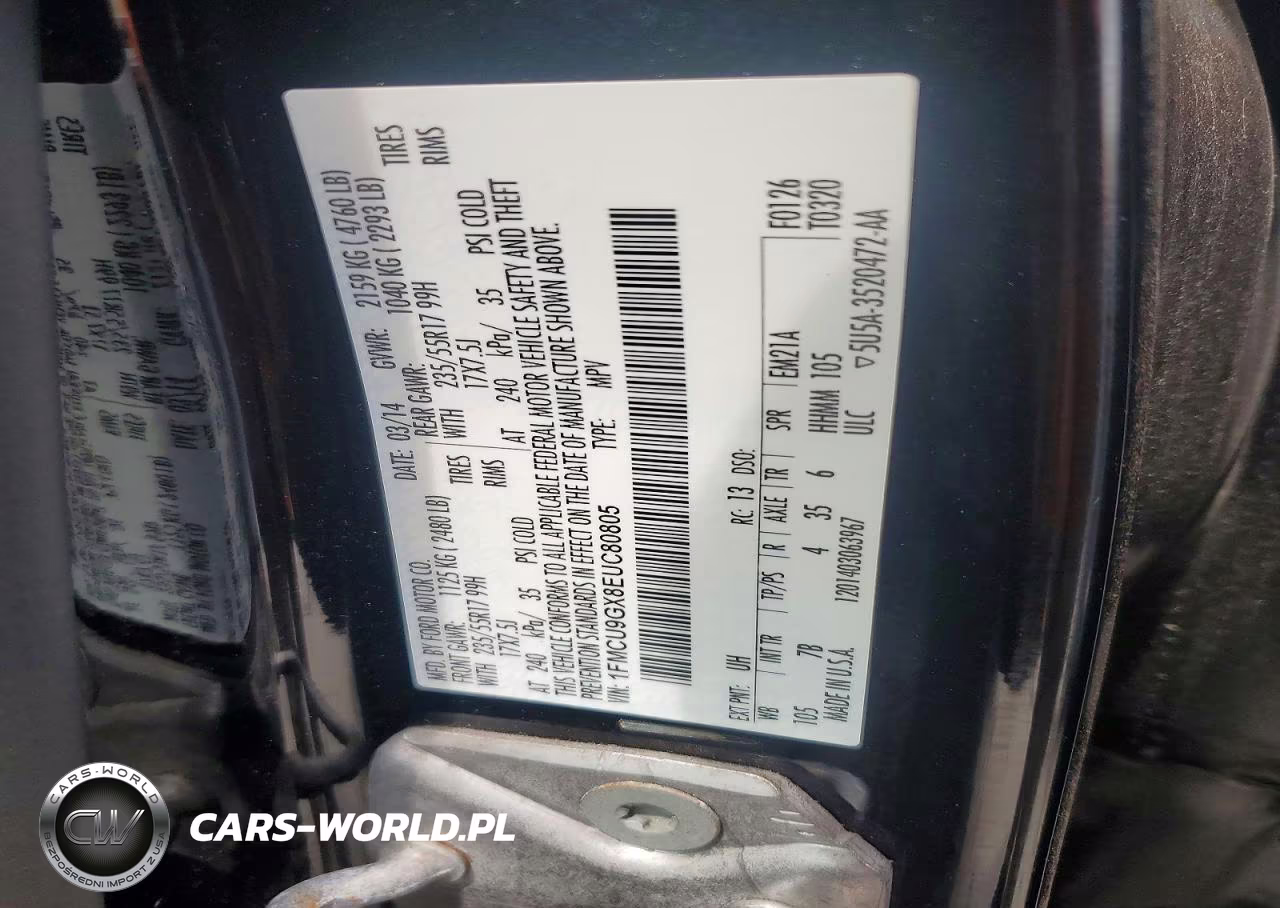 2014 Ford Escape Se VIN:1FMCU9GX8EUC80805 - 13