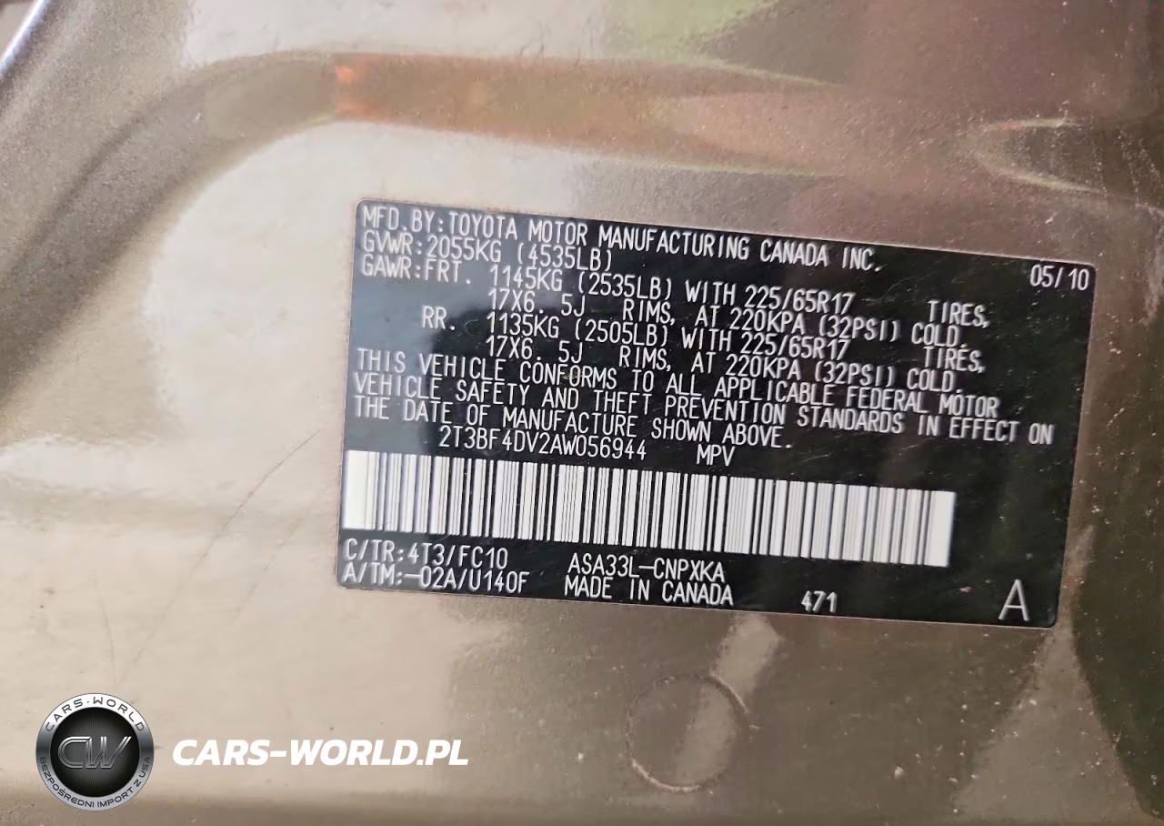 2010 Toyota Rav4 Base VIN:2T3BF4DV2AW056944 - 13