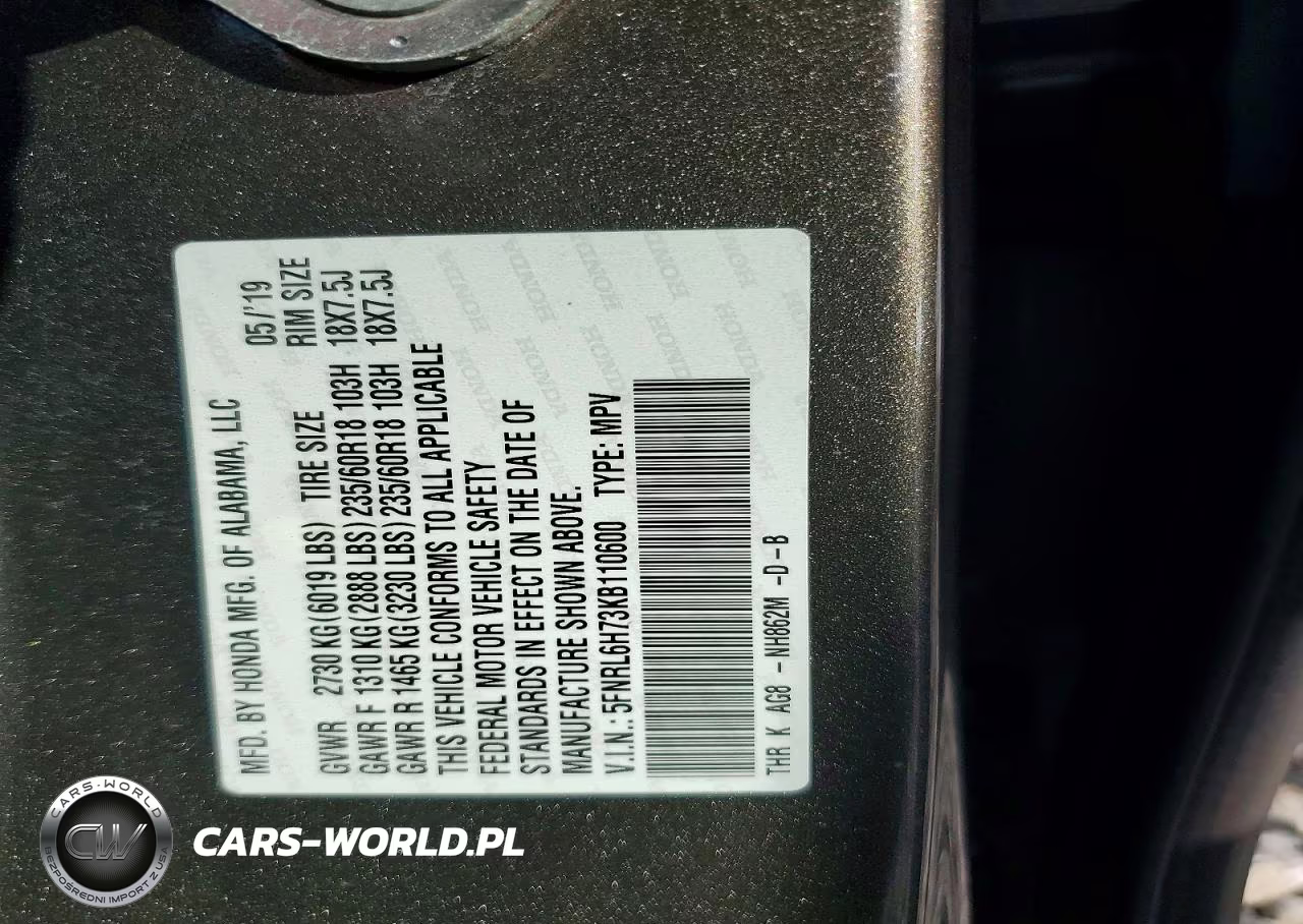 2019 Honda Odyssey VIN:5FNRL6H73KB110600 - 13