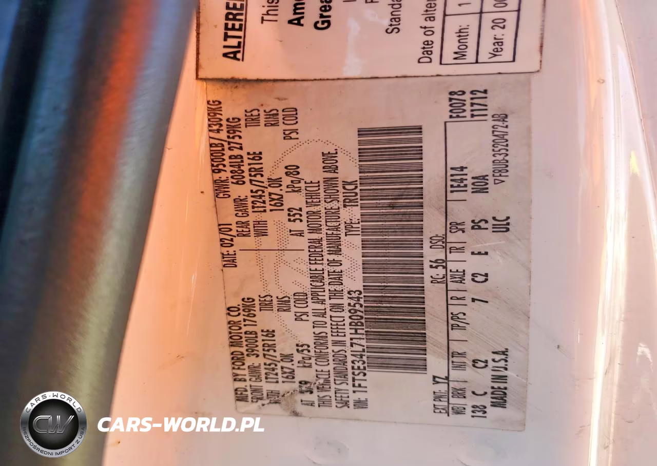 2001 Ford Econoline E350 VIN:1FTSE34L71HB09543 - 13