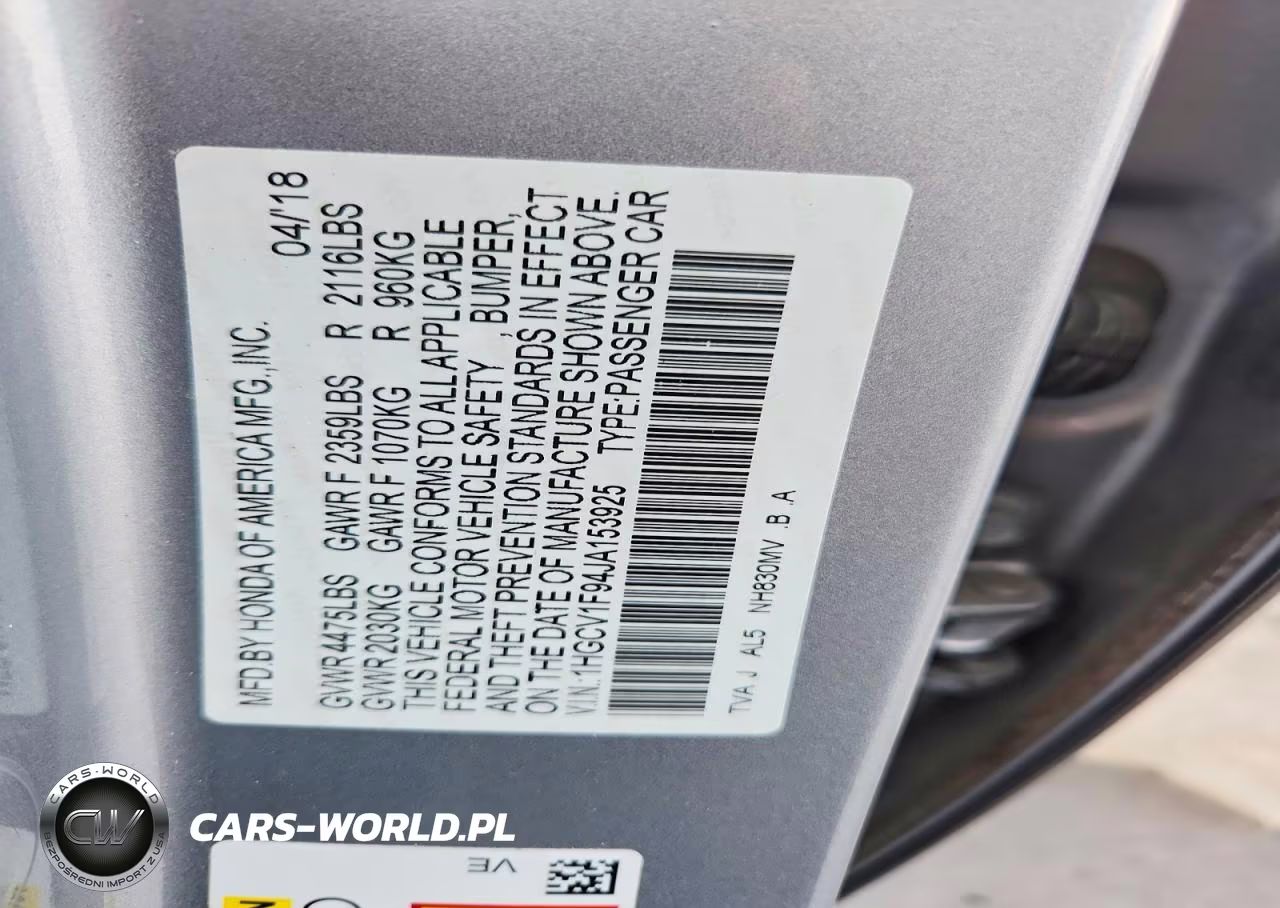 2018 Honda Accord Touring VIN:1HGCV1F94JA153925 - 13