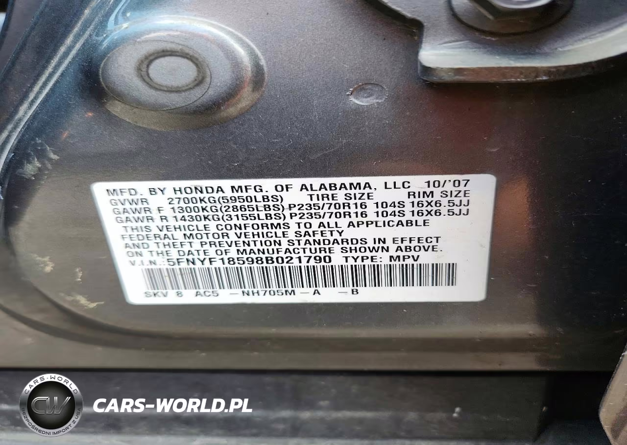 2008 Honda Pilot Exl VIN:5FNYF18598B021790 - 14