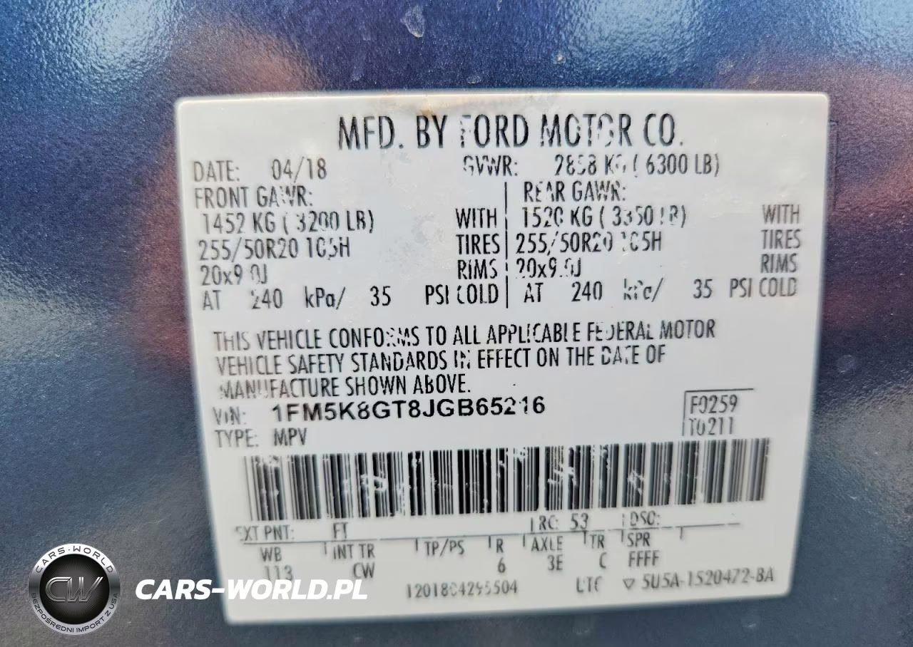 2018 Ford Explorer Sport VIN:1FM5K8GT8JGB65216 - 14