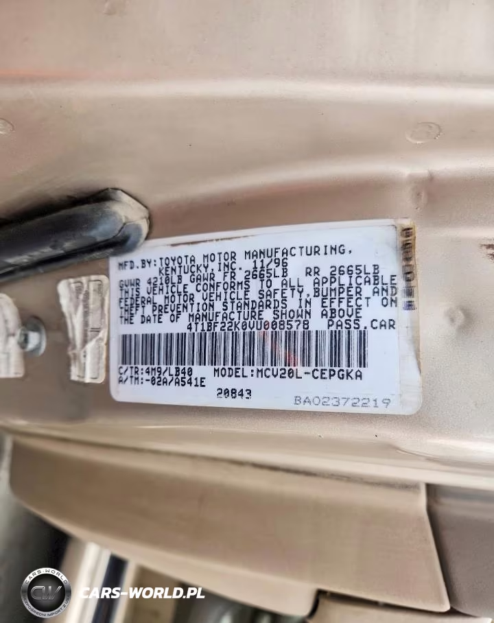 1997 Toyota Camry Xle V6 VIN:4T1BF22K0VU008578 - 12