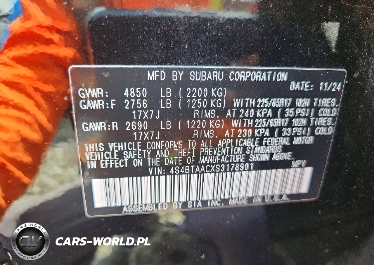 2025 Subaru Outback VIN:4S4BTAACXS3178901 - 14