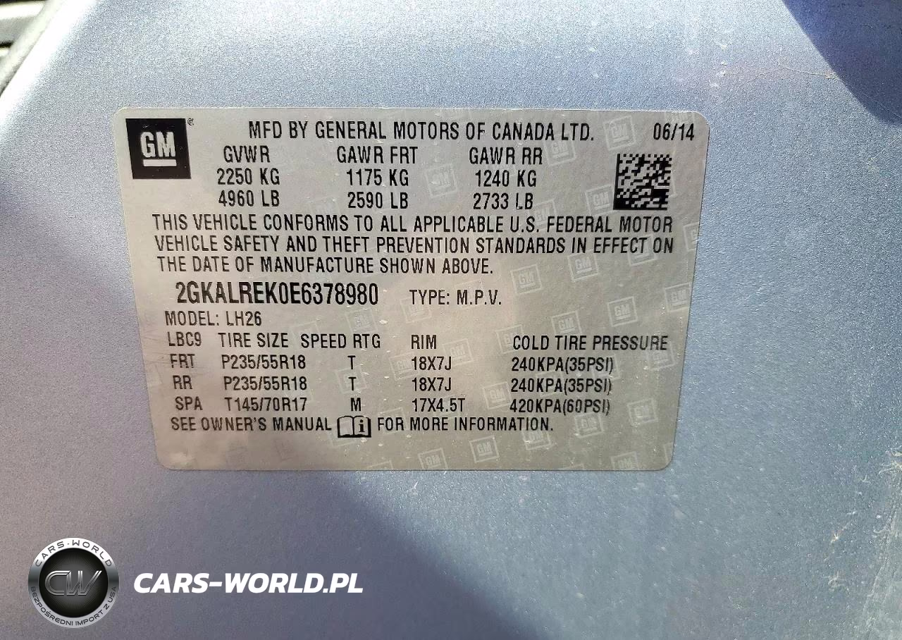 2014 GMC Terrain Sle VIN:2GKALREK0E6378980 - 13