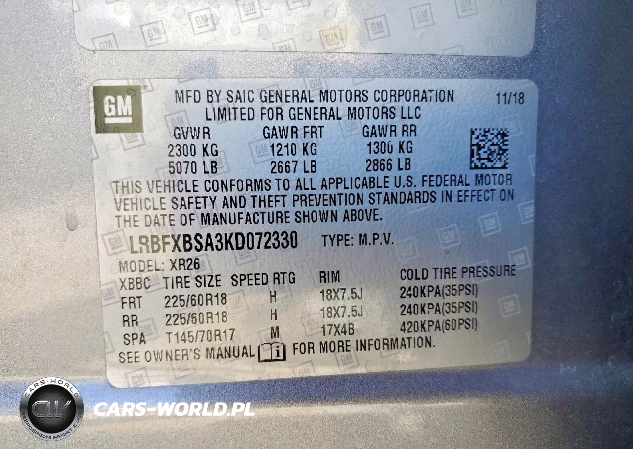 2019 Buick Envision Preferred VIN:LRBFXBSA3KD072330 - 13