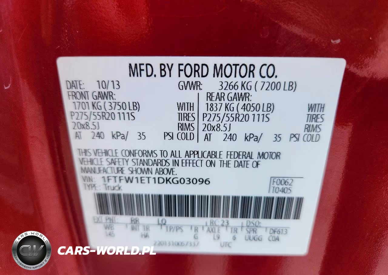 2013 Ford F150 Supercrew VIN:1FTFW1ET1DKG03096 - 12