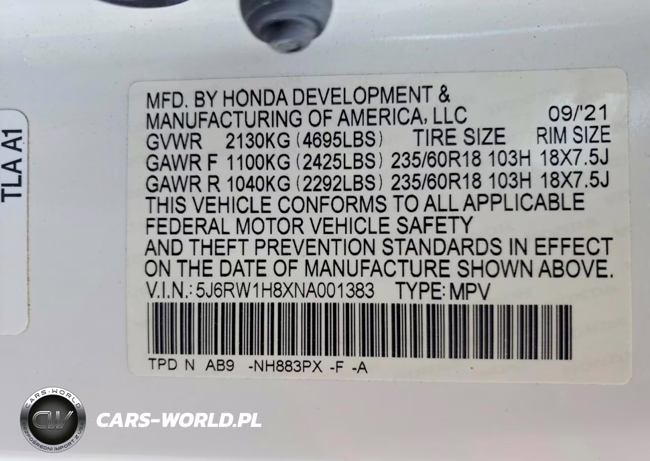 2022 Honda Cr-V Exl VIN:5J6RW1H8XNA001383 - 14