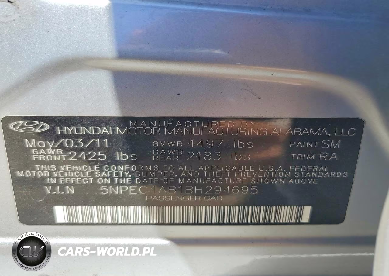 2011 Hyundai Sonata Limited 2.0T VIN:5NPEC4AB1BH294695 - 12