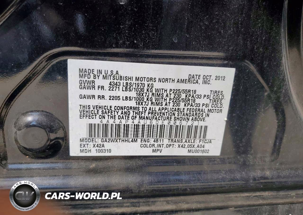 2013 Mitsubishi Outlander Sport Se VIN:4A4AP4AU6DE006721 - 13