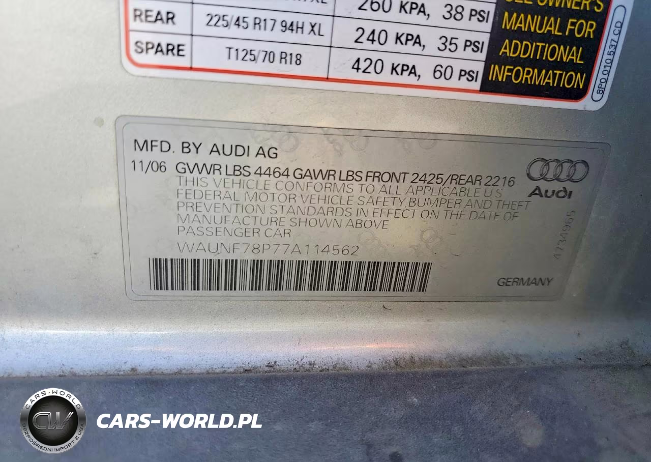 2007 Audi A3 VIN:WAUNF78P77A114562 - 12