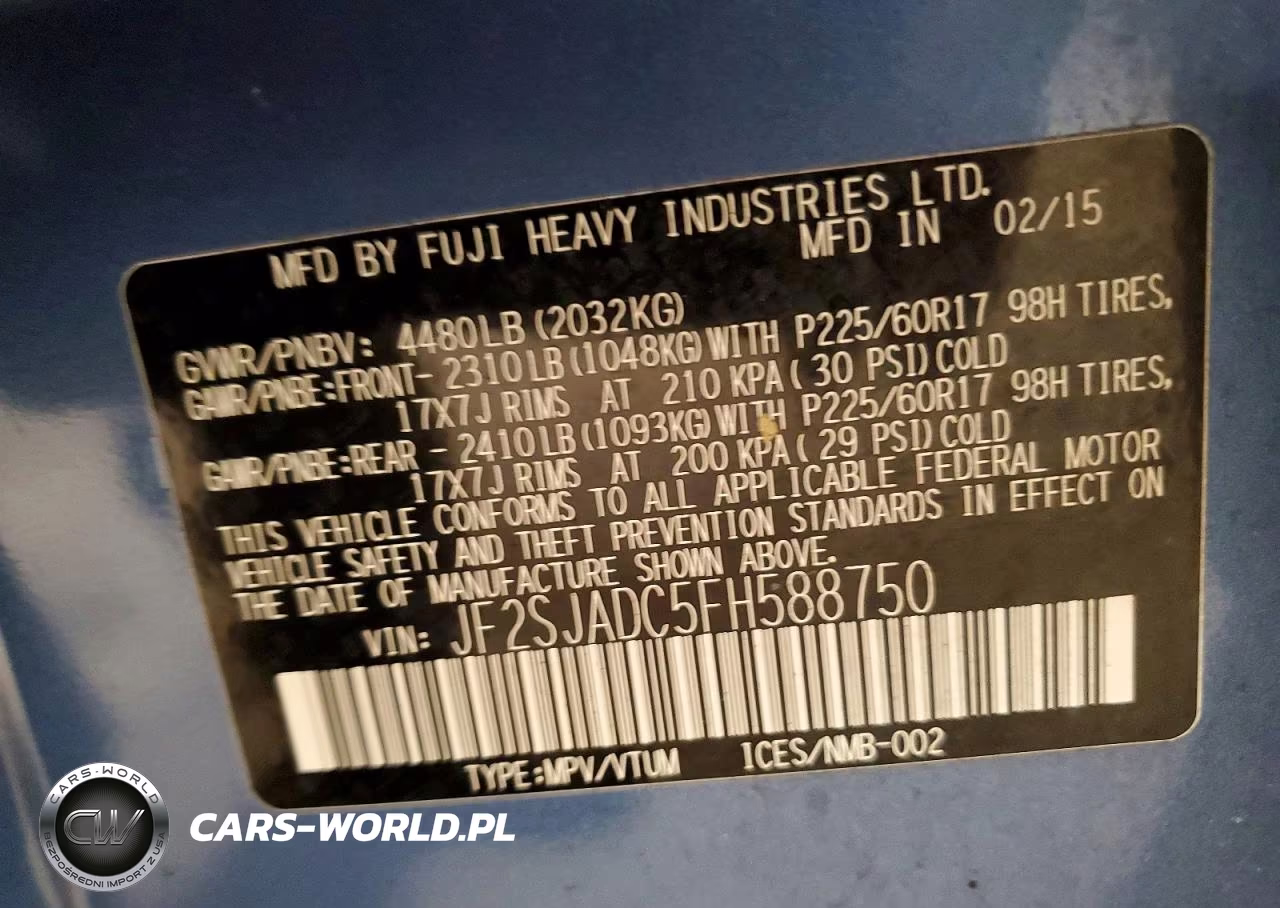 2015 Subaru Forester 2.5I Premium VIN:JF2SJADC5FH588750 - 14