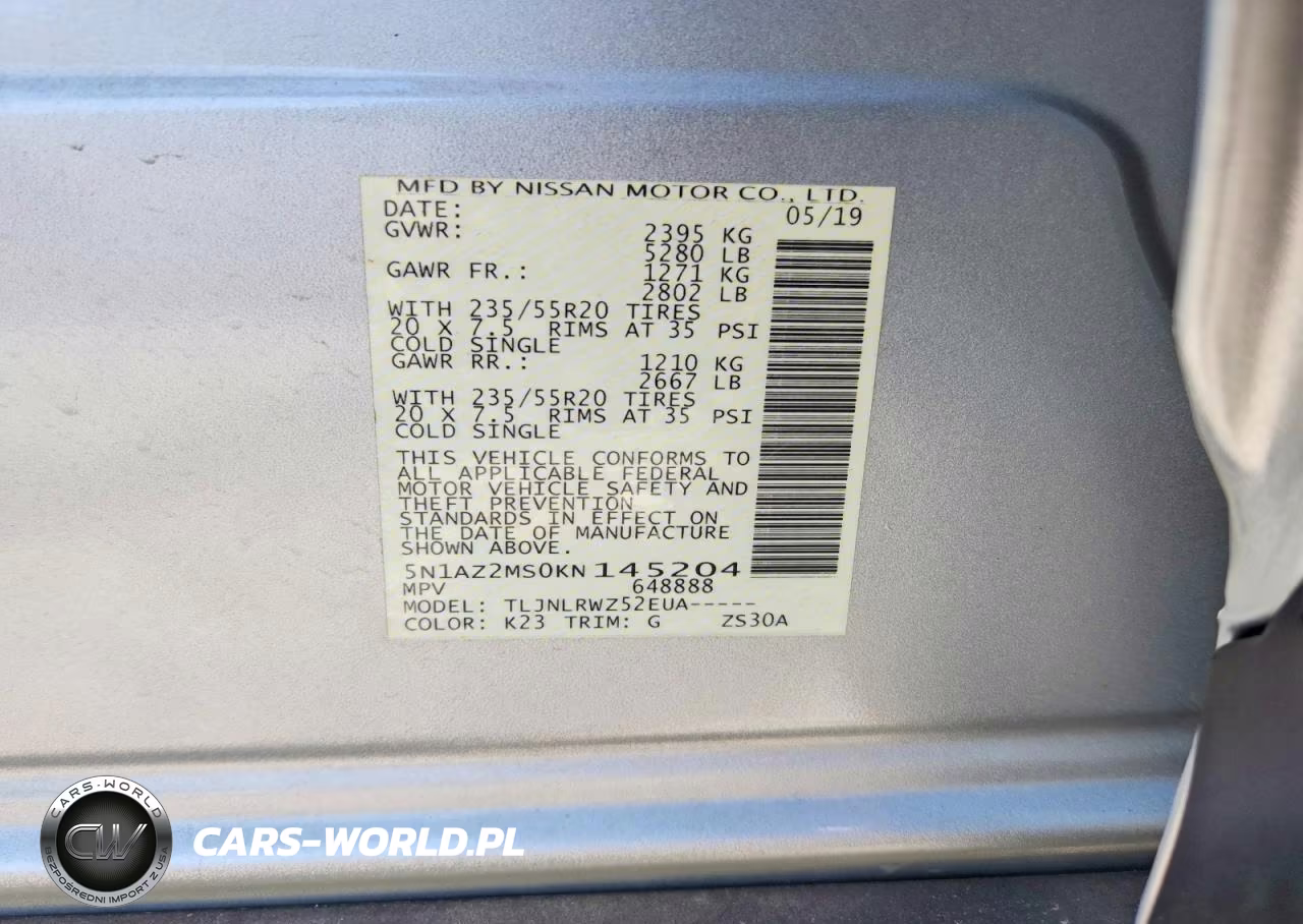 2019 Nissan Murano Sl VIN:5N1AZ2MS0KN145204 - 12