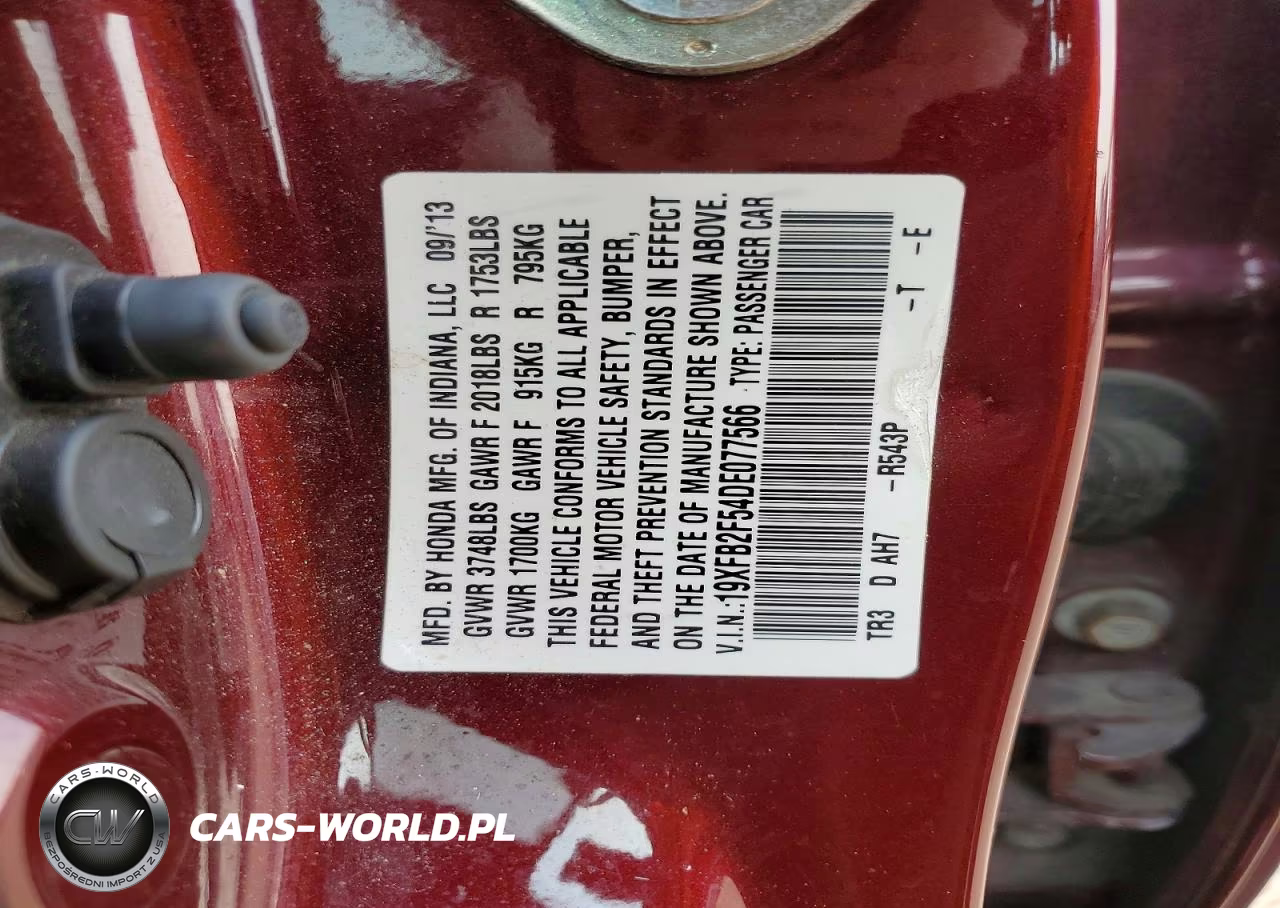 2013 Honda Civic Lx VIN:19XFB2F54DE077566 - 13