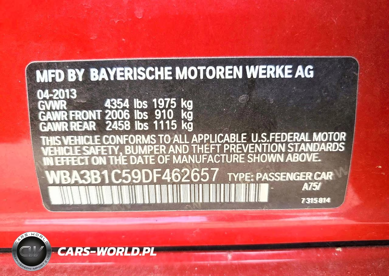2013 BMW 320 I VIN:WBA3B1C59DF462657 - 12