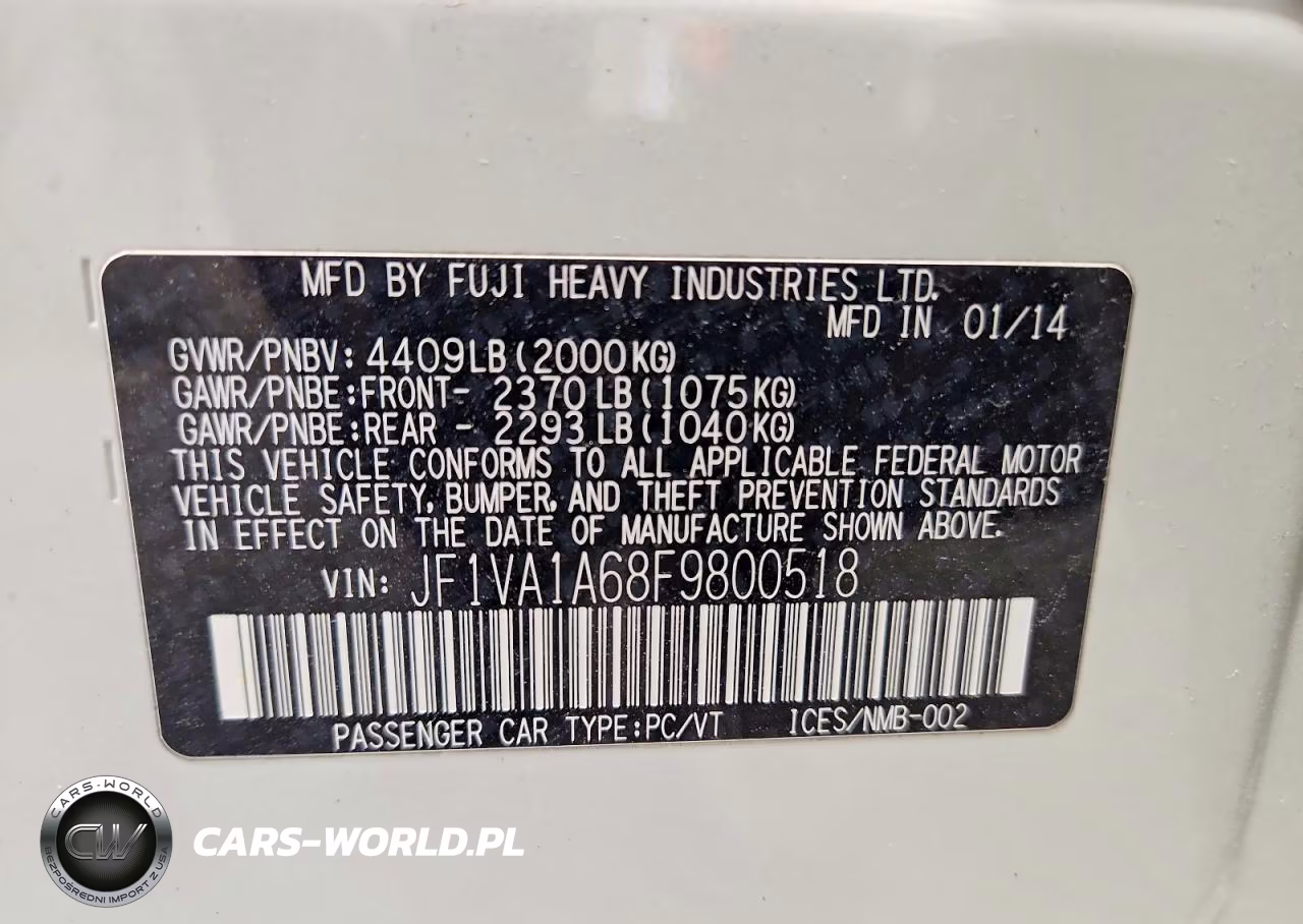 2015 Subaru Wrx VIN:JF1VA1A68F9800518 - 12