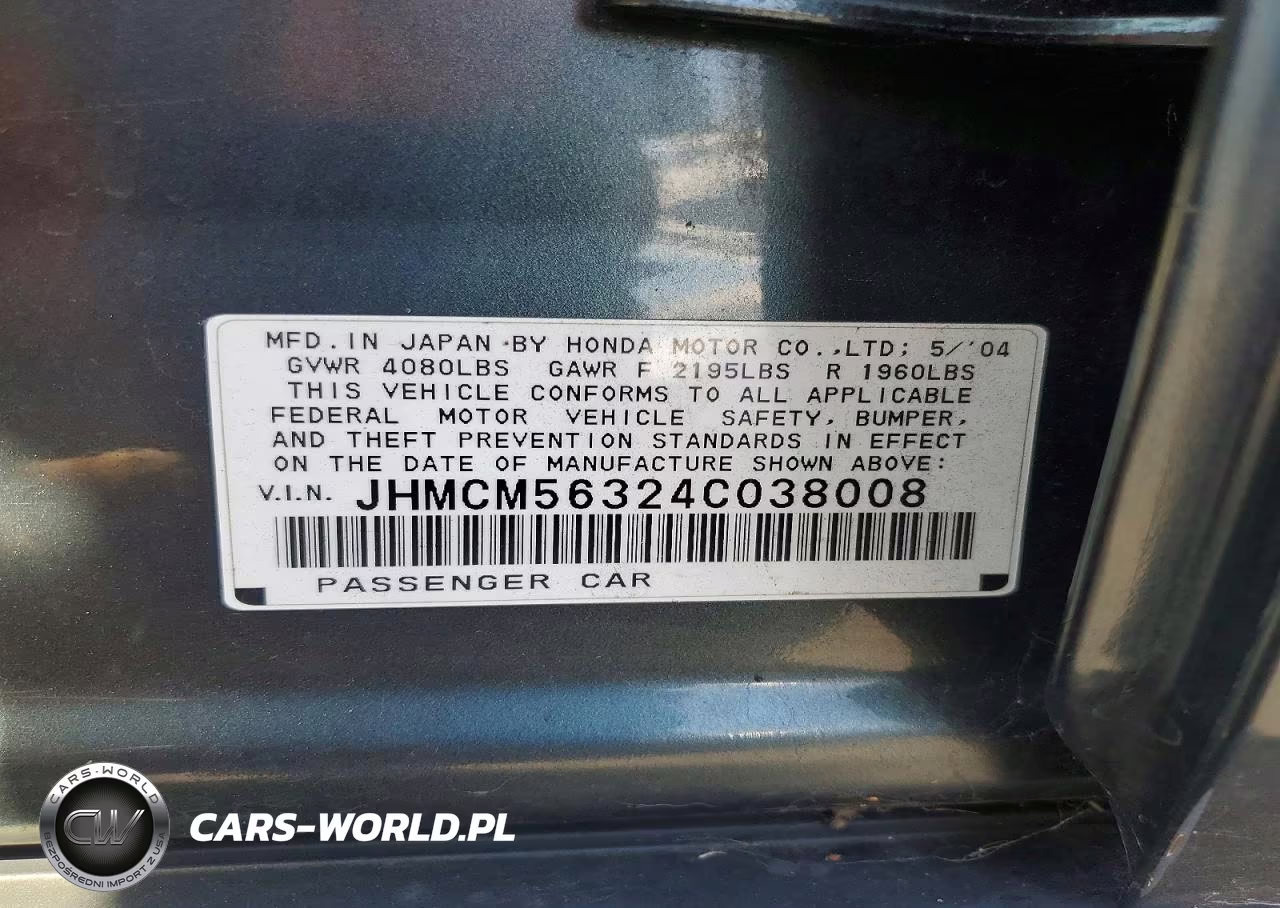 2004 Honda Accord Lx VIN:JHMCM56324C038008 - 13